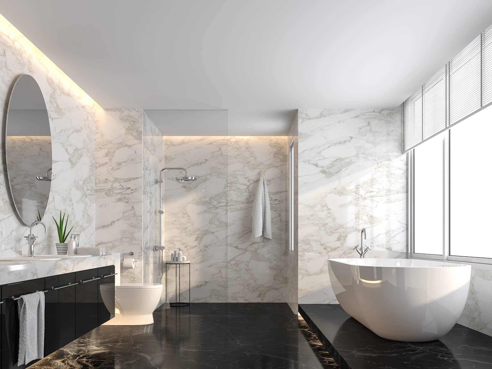marbre, salle de bain, projet d'aménagement
